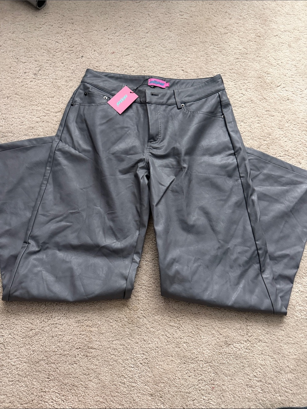 Edikted nwt Women's Faux Leather pants in Charcoal Gray